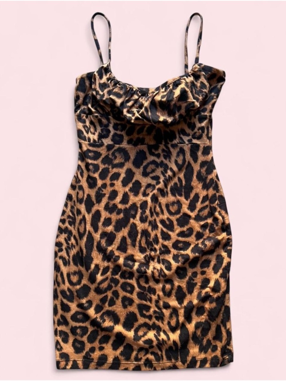Leopard Print Slip Mini Dress - Brown/Black